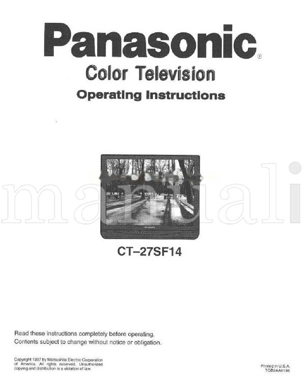 Panasonic CT27SF14 (28 pages) TV Operating Manual