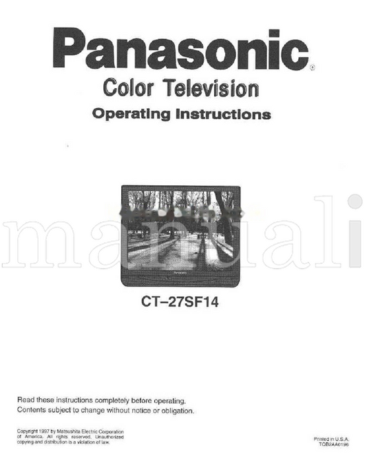 Panasonic CT27SF14 (28 pages) TV Operating Manual