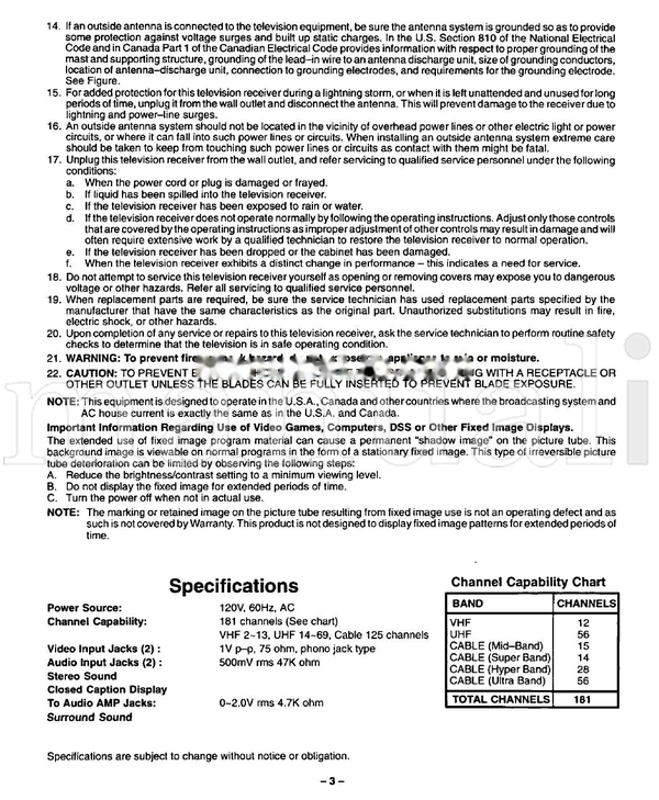Panasonic CT27SF14 (28 pages) TV Operating Manual