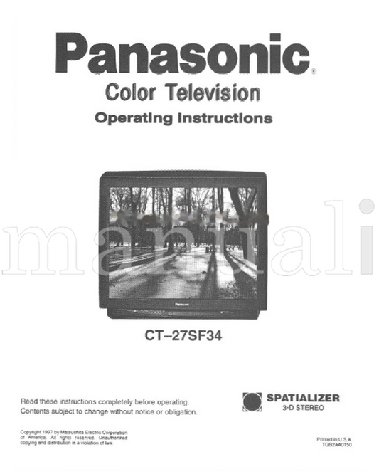 Panasonic CT27SF34 (40 pages) TV Operating Manual