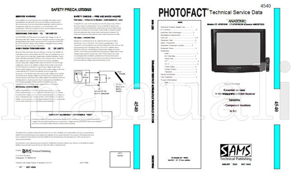 Panasonic 46268-4149 02PF01869 CT-27SF35W 27SF35W CT-27XF35CW 27XF35CW (20 pages) TV Service Manual