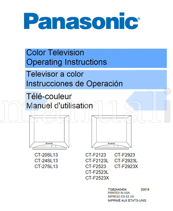Panasonic CT-20SL13 CT-24SL13 CT-27SL13 CT-F2123 CT-F2923 CT-F2123L (73 pages) TV Operating Manual