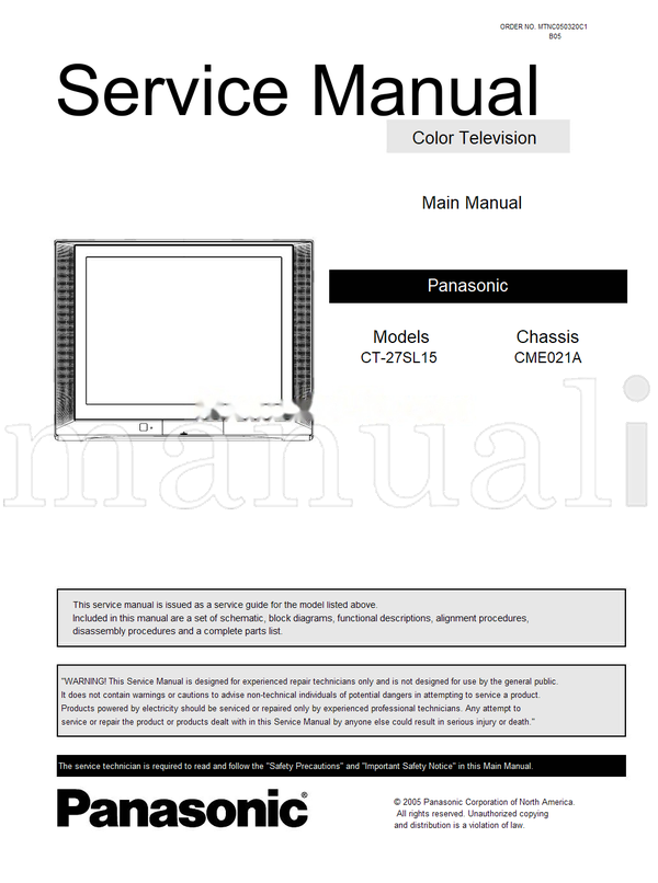 Panasonic CT-27SL15 MTNC050320C1 CME021A (42 pages) TV Service Manual