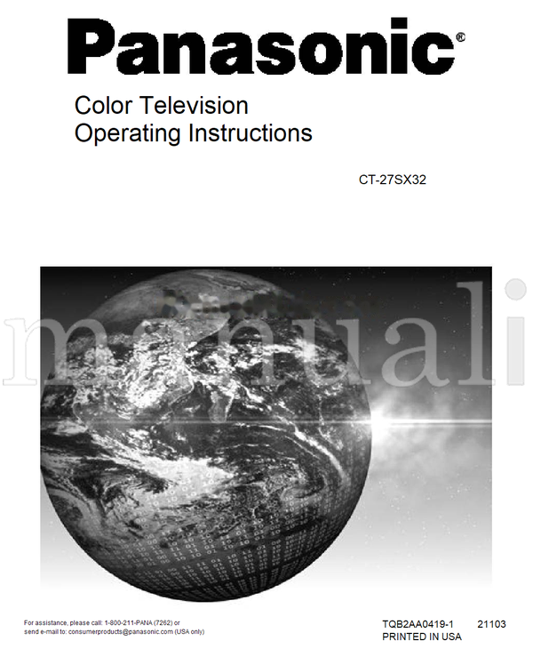Panasonic CT-27SX32 TQB2AA0419-1 21103 (80 pages) TV Operating Manual