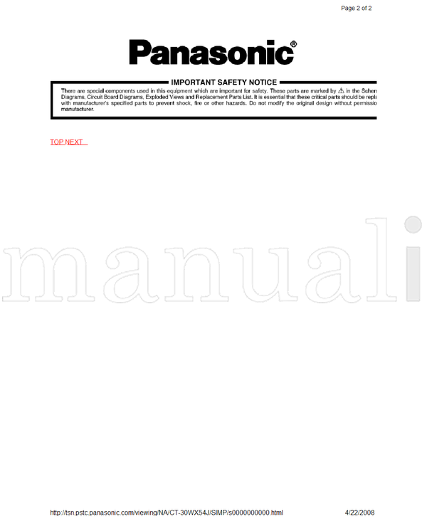 Panasonic MTNC040521A1 CT-30WX54J CT-30WX54UJ CT-30WC14J CT-30WC14UJ (32 pages) TV Service Manual