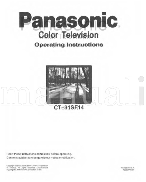 Panasonic CT-31SF14 TOe2AA0155 (36 pages) TV Operating Manual