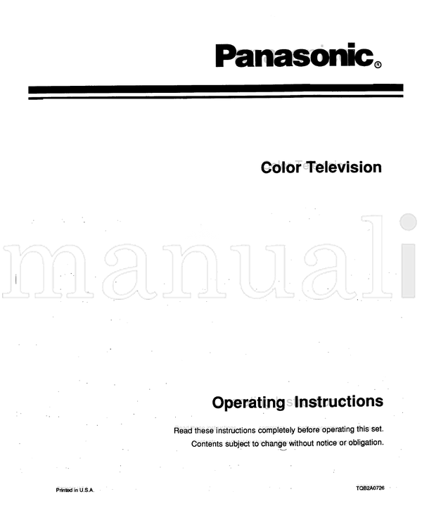 Panasonic TQB2A0726 (44 pages) TV Operating Manual