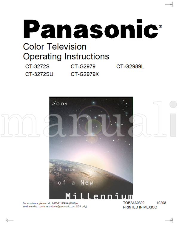 Panasonic CT-3272S CT-3272SU CT-G2979 CT-G2979X CT-G2989L TQB2AA0392 (38 pages) TV Operating Manual