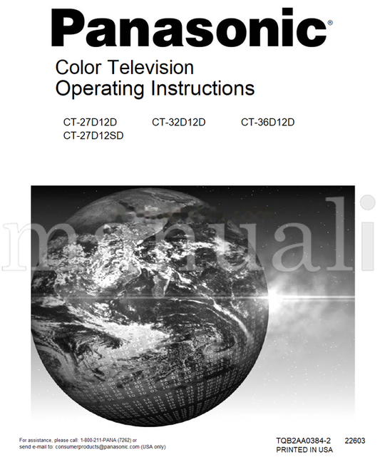 Panasonic CT-27D12D CT-27D12SD CT-32D12D CT-36D12D TQB2AA0384-2 22603 (72 pages) TV Operating Manual