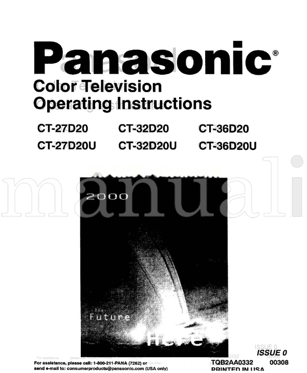 Panasonic CT-27D20 CT-32D20 CT-36D20 CT-27D20U CT-32D20U CT-36D20U (21 pages) TV Operating Manual