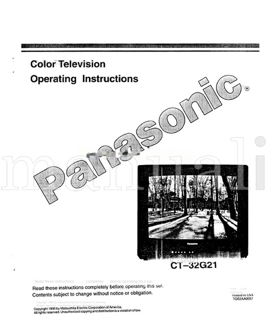 Panasonic 0-32G21 TQB2AA0057 (36 pages) TV Operating Manual