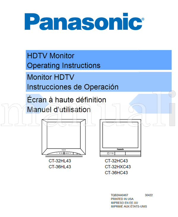 Panasonic CT-32HL43 CT-36HL43 CT-32HC43 CT-32HXC43 CT-36HC43 (97 pages) TV Operating Manual