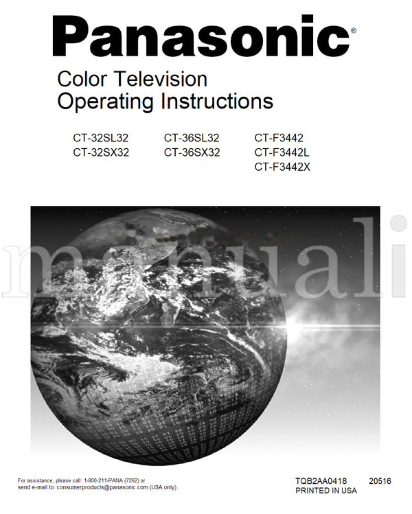Panasonic CT-32SL32 CT-32SX32 CT-36SL32 CT-36SX32 CT-F3442 CT-F3442L (80 pages) TV Operating Manual
