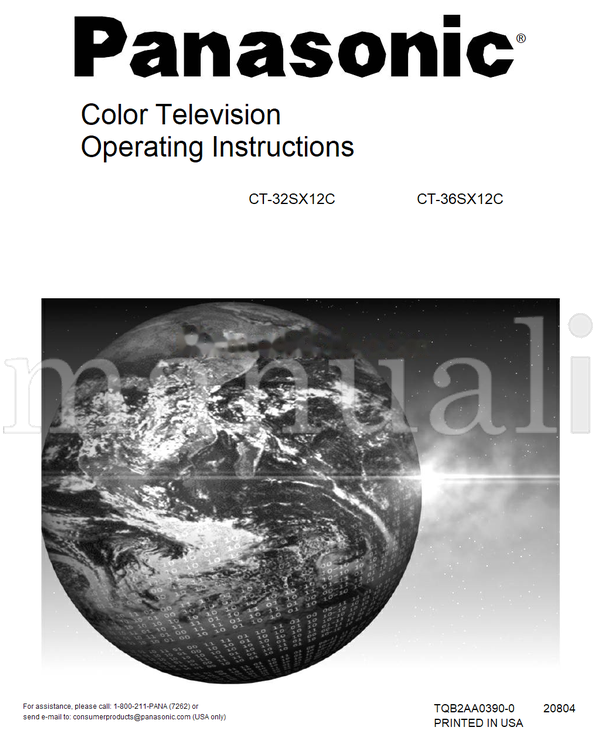 Panasonic CT-32SX12C CT-36SX12C TQB2AA0390-0 20804 (72 pages) TV Operating Manual
