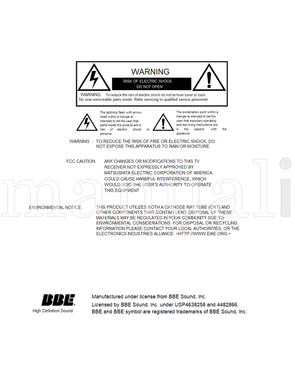 Panasonic CT-32SX12C CT-36SX12C TQB2AA0390-0 20804 (72 pages) TV Operating Manual