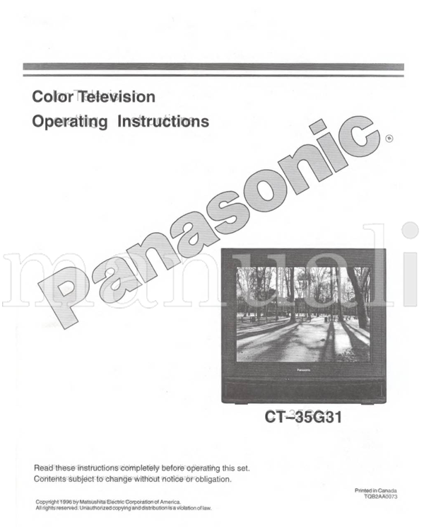 Panasonic CT-35G31 TQB2AA0073 (36 pages) TV Operating Manual