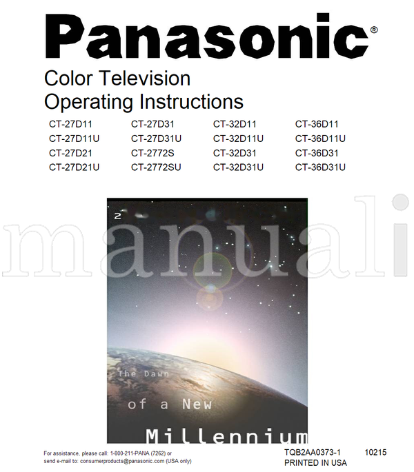 Panasonic CT-27D11 CT-27D11U CT-27D21 CT-27D21U CT-27D31 CT-27D31U (50 pages) TV Operating Manual