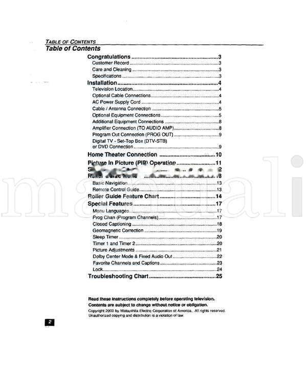 Panasonic CT-32HX40 CT-36HX40 TQB2AA0337-1 00619 (27 pages) TV Operating Manual