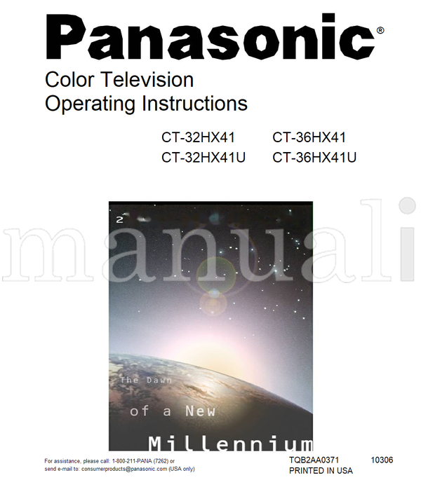 Panasonic CT-32HX41 CT-32HX41U CT-36HX41 CT-36HX41U TQB2AA0371 10306 (58 pages) TV Operating Manual