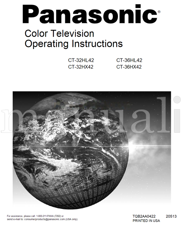 Panasonic CT-32HL42 CT-32HX42 CT-36HL42 CT-36HX42 TQB2AA0422 20513 (112 pages) TV Operating Manual