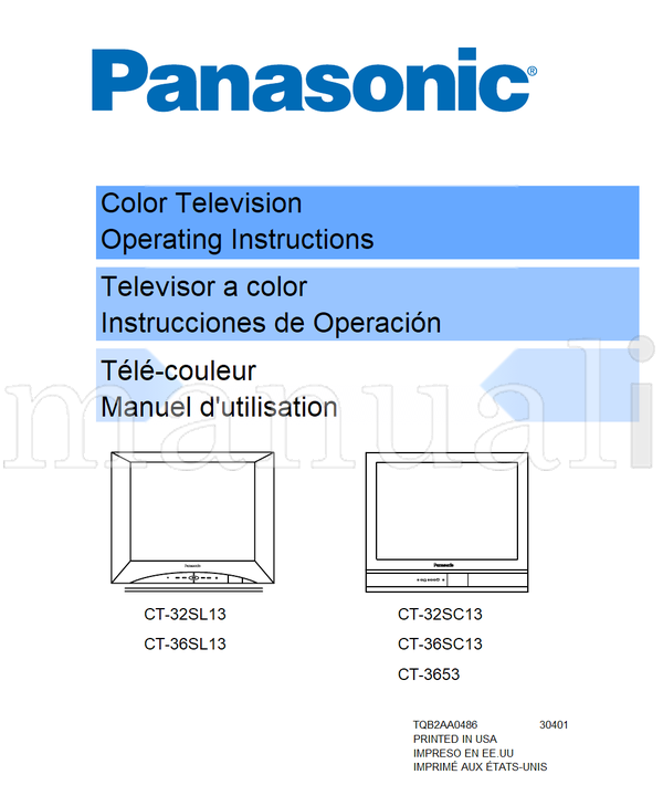 Panasonic CT-32SL13 CT-36SL13 CT-32SC13 CT-36SC13 CT-3653 TQB2AA0486 (81 pages) TV Operating Manual