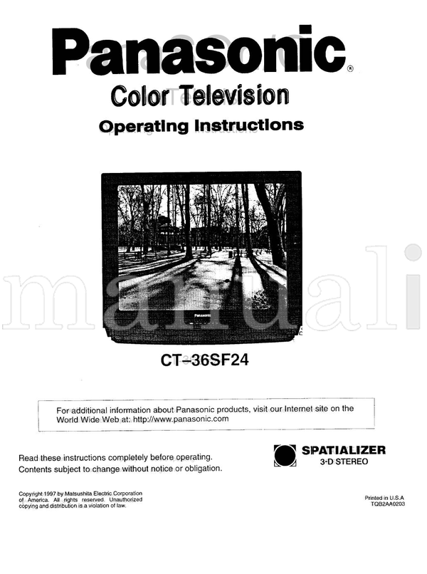 Panasonic CT-36SF24 TQB2AA0203 (36 pages) TV Operating Manual – Manuali
