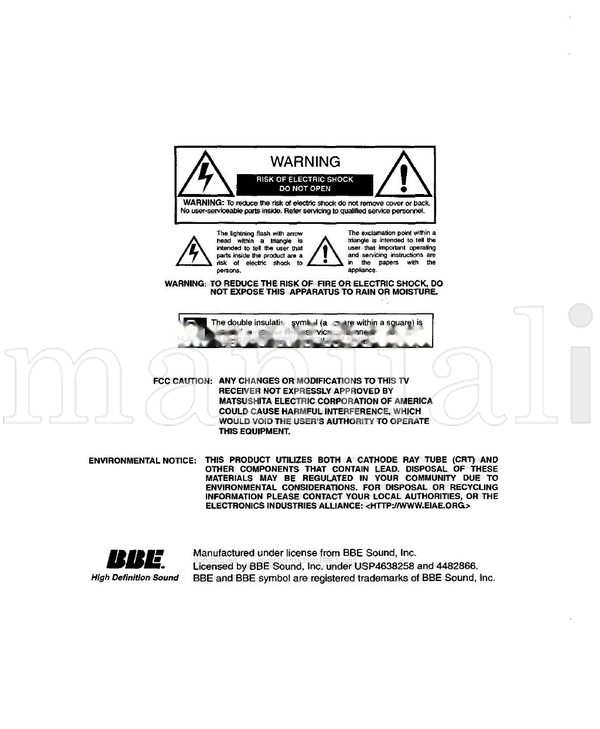 Panasonic CT-32SX12 CT-32SX12U CT-36SX12 1-800-211-PANA TQB2AA0383-0 (36 pages) TV Operating Manual