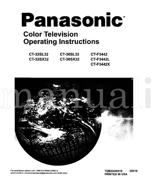 Panasonic CT-32SL32 CT-32SX32 CT-36SL32 CT-36SX32 CT-F3442 CT-F3442L (40 pages) TV Operating Manual