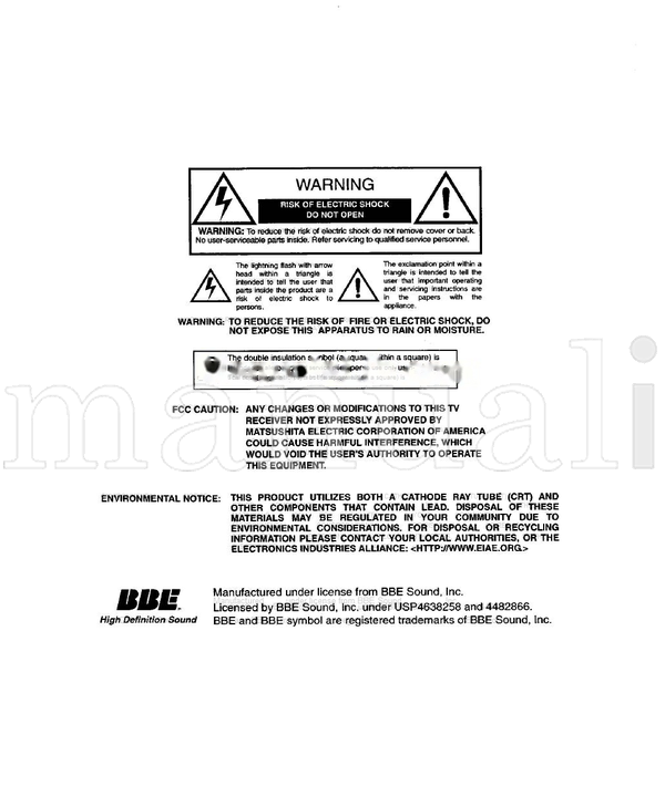 Panasonic CT-32SL32 CT-32SX32 CT-36SL32 CT-36SX32 CT-F3442 CT-F3442L (40 pages) TV Operating Manual