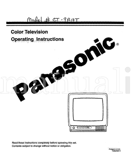 Panasonic TQB2A0914 (16 pages) TV Operating Manual