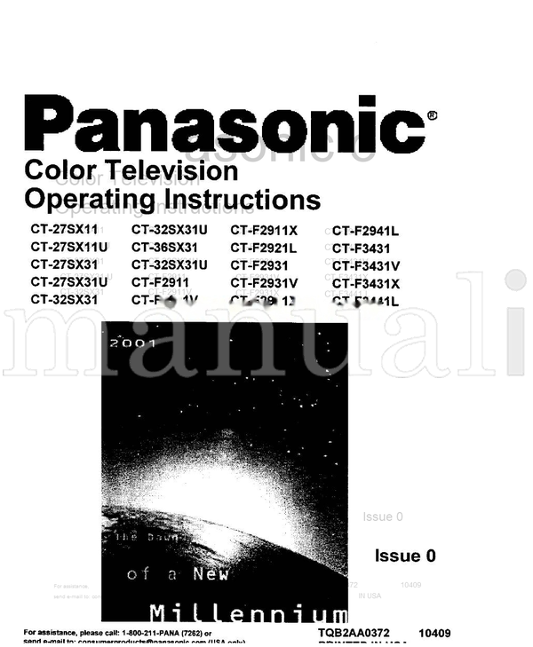 Panasonic CT-27SX11 CT-27SX11U CT-27SX31 CT-32SX31 CT-32SX31U (29 pages) TV Operating Manual