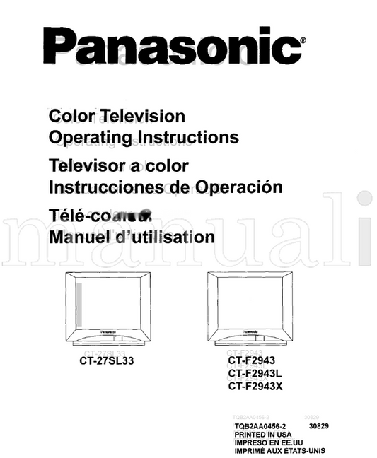 Panasonic CT-27SL33 CT-F2943 CT-F2943L CT-F2943X 80 pages TV Operating Manual