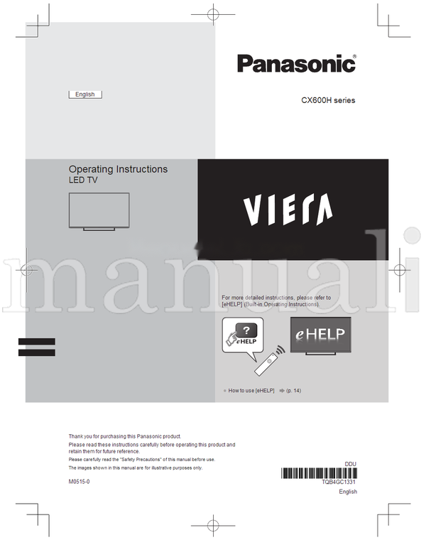 Panasonic M0515-0 CX600H TQB4GC1331 (20 pages) TV Operating Manual