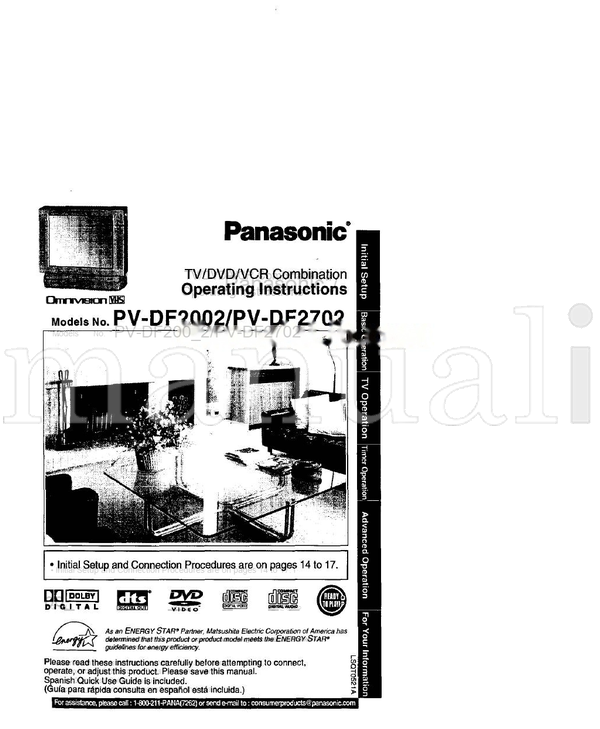 Panasonic PV-DF2002 PV-DF2702 (76 pages) TV Operating Manual