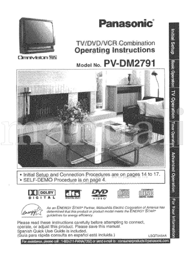 Panasonic Omnivision PVDM2791 (80 pages) TV Operating Manual