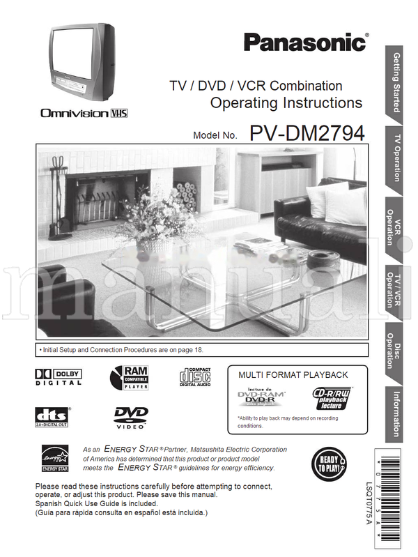 Panasonic PV-DM2794 (84 pages) TV Operating Manual