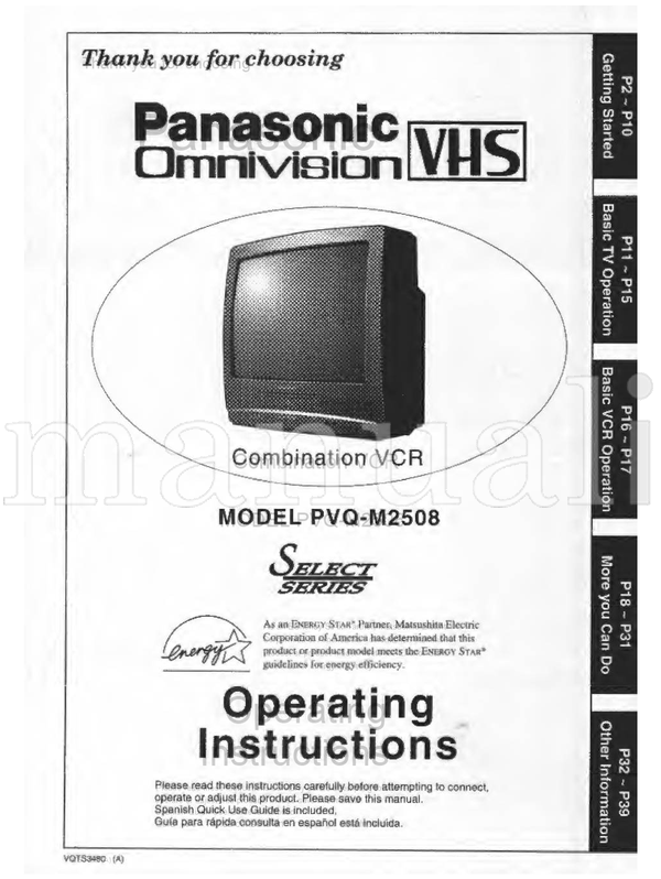 Panasonic PVQ-M2508 VOTS34aO (32 pages) TV Operating Manual