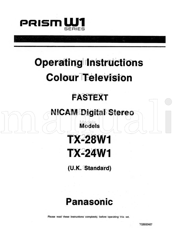 Panasonic TX-28W1 TX-24W1 TOB8E0487 (27 pages) TV Operating Manual