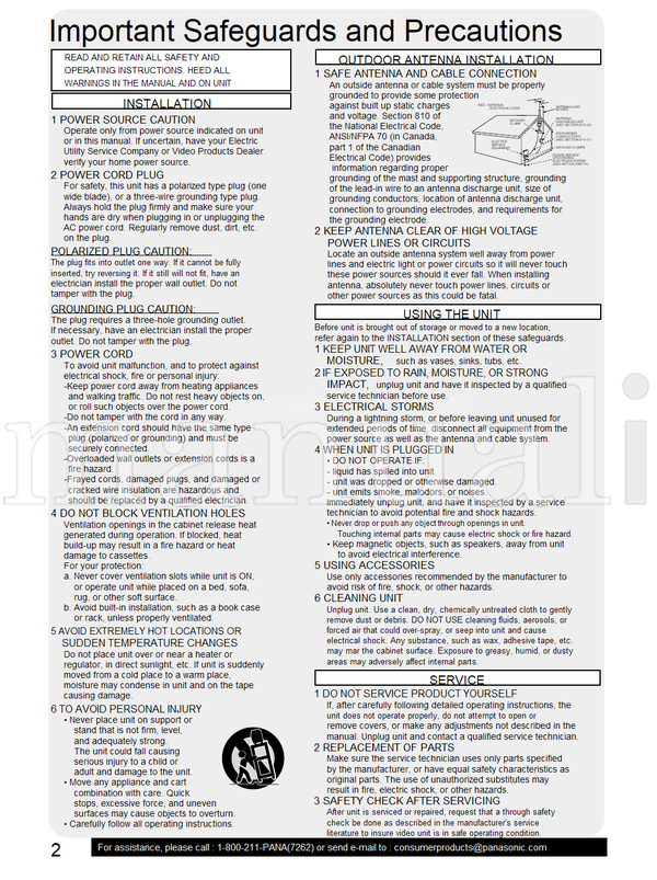 Panasonic PV-C2062 PV-C2542 (40 pages) TV Operating Manual