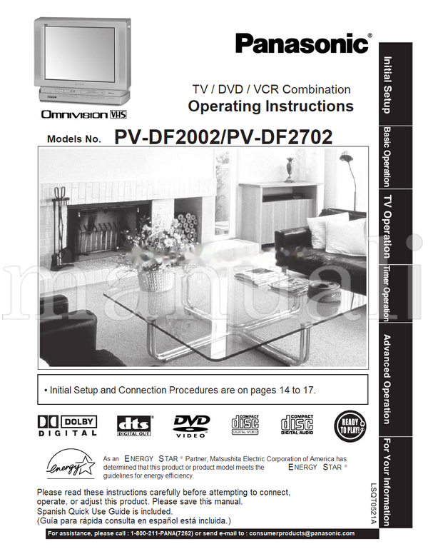 Panasonic PV-DF2002 PV-DF2702 (75 pages) TV Operating Manual