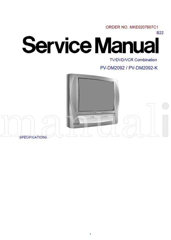 Panasonic MKE0207607C1 PV-DM2092 PV-DM2092-K (309 pages) TV Service Manual