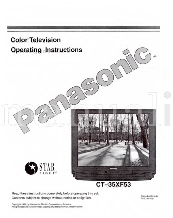 Panasonic CT-35XF53 (64 pages) TV Operating Manual