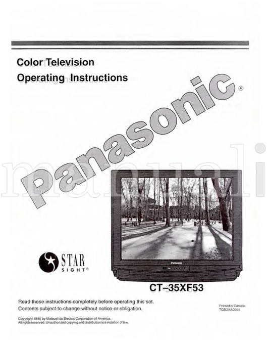 Panasonic CT-35XF53 (64 pages) TV Operating Manual