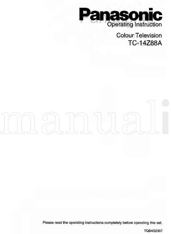 Panasonic TC-14Z88A TQB4G2307 (24 pages) TV Operating Manual