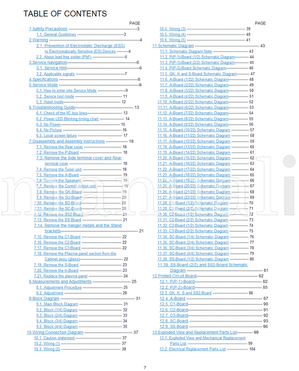 Panasonic TC-P54G10 GPF12DU MTNC090428CE (134 pages) TV Service Manual