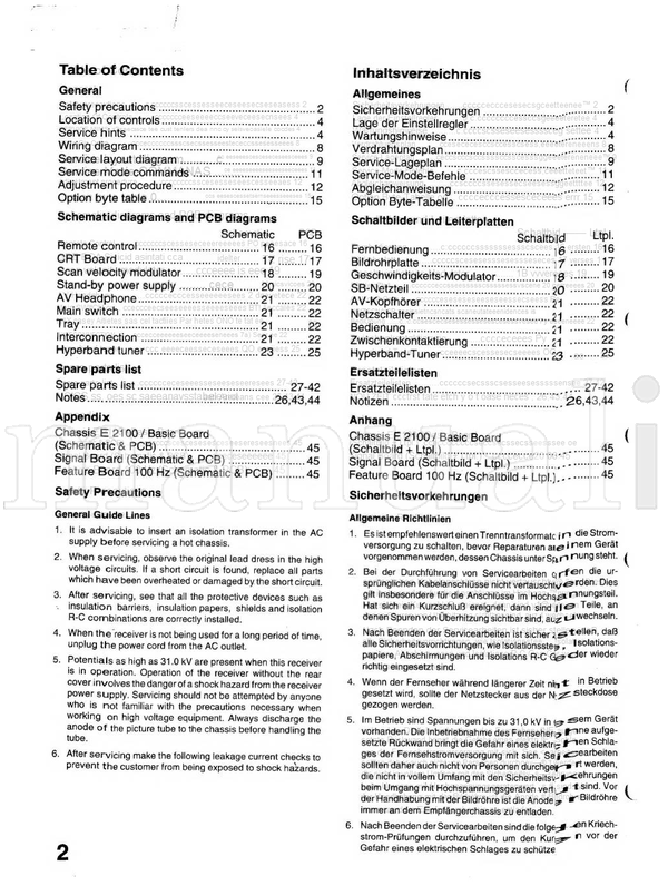 Panasonic SM-94023 E2100 TX-29AD10C TX-29AD10F 500mV 10ko2 Y1Vp-p (62 pages) TV Service Manual