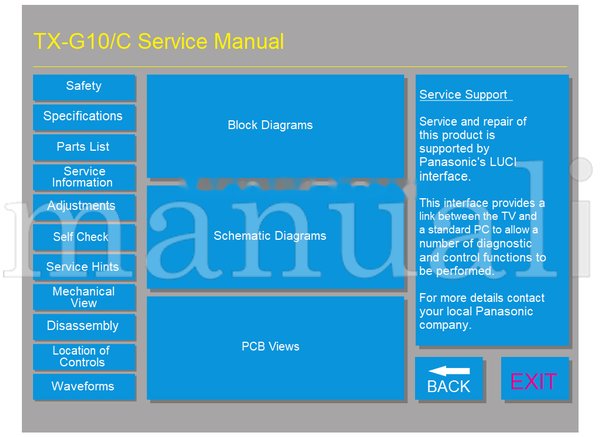 Panasonic TX-G10 (30 pages) TV Service Manual