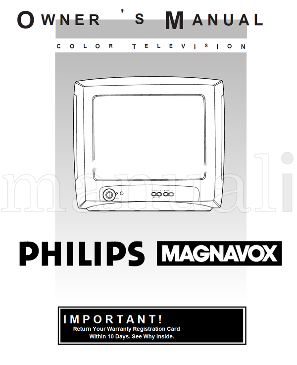 Philips 13PR18C (20 pages) TV Operating Manual