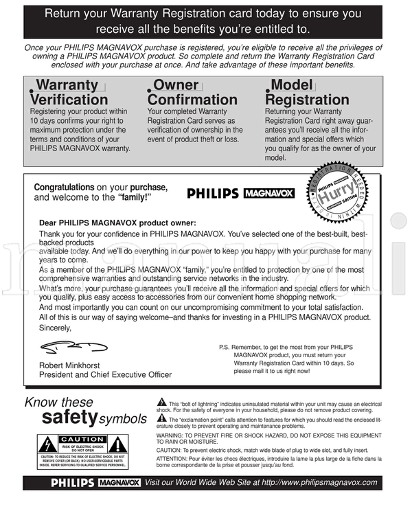 Philips 13PR18C (20 pages) TV Operating Manual