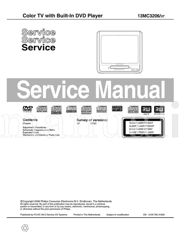Philips 13MC3206 20MC4206 31820 31830 (79 pages) TV Service Manual